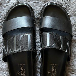 Valentino Garavani Black Slide Sandals